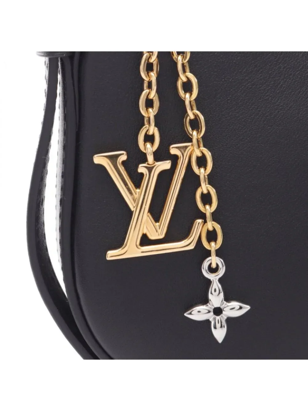 Louis Vuitton Shoulder Bag Pochette LV Blue Noir Leather